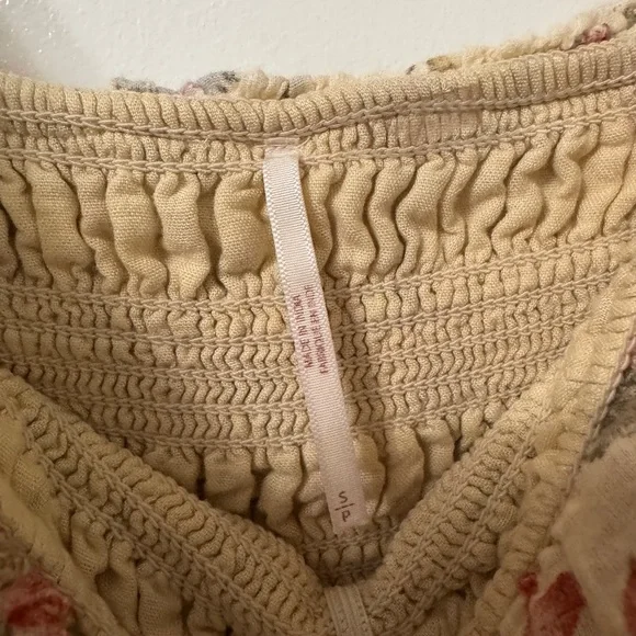 Free People Ethereal Oasis Midi Dress Ivory Floral Cottagecore Smocked Tiered S - Picture 2 of 6